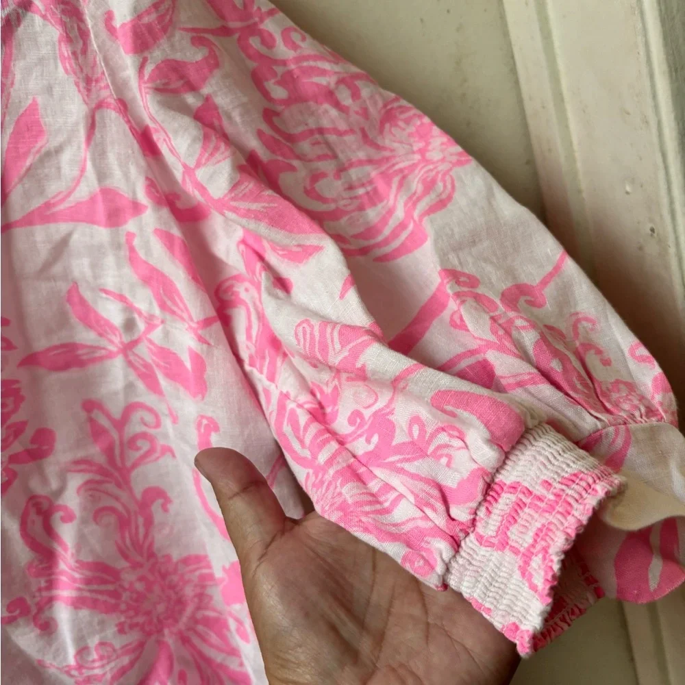 Lilly Pulitzer Mialeigh Elbow Sleeve Linen Top
